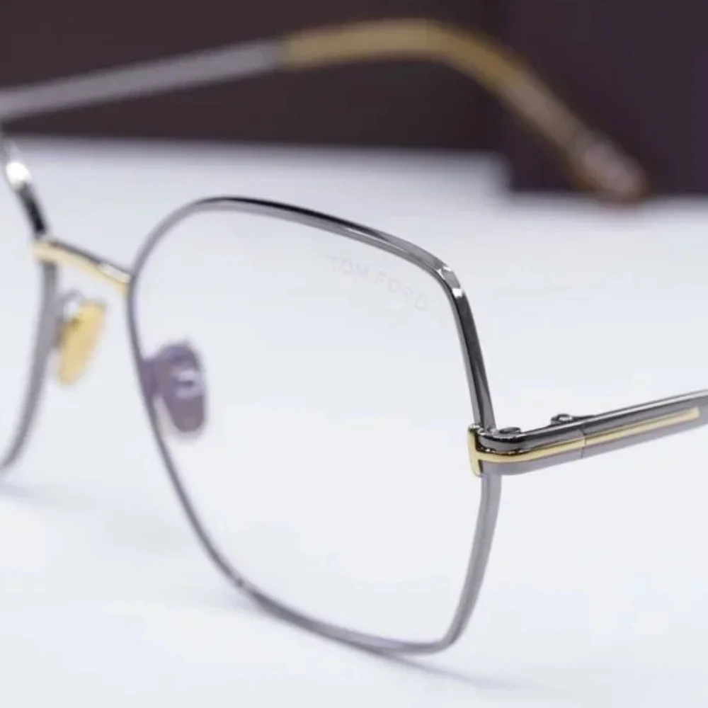 NWT Tom Ford FT5876-B Light Ruthenium Oversized 56mm Eyeglasses